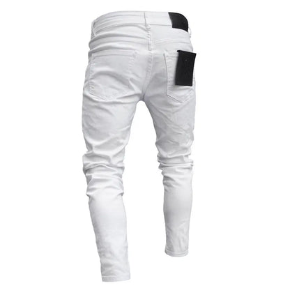 Bottoms 3 Styles Stretchy Ripped Skinny Biker Embroidery Print Jeans Destroyed Hole Slim Fit Scratched High Quality Jean