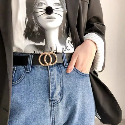 Ceinture Femme en Cuir Noir – Boucle Cœur Métallique Vintage