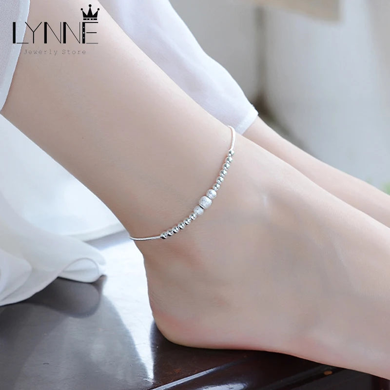 Chaîne de Cheville à Billes – Argent 925, Style Tendance