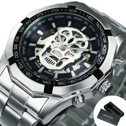 Montre automatique squelette pour homme – Mécanisme apparent – Design vintage doré – Montre de luxe pour homme – Marque haut de gamme