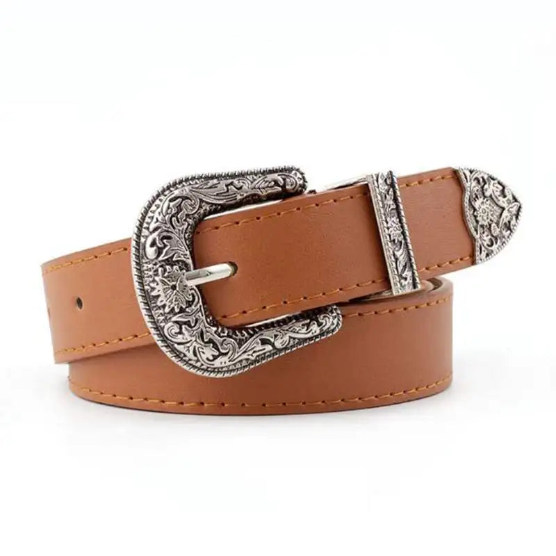 Ceinture Femme en Cuir Noir – Boucle Cœur Métallique Vintage