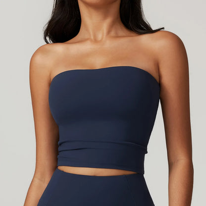 Débardeur de Yoga Sans Bretelles pour Femme – Soutien-Gorge de Sport Sexy avec Dos Nu, Absorption des Chocs et Séchage Rapide