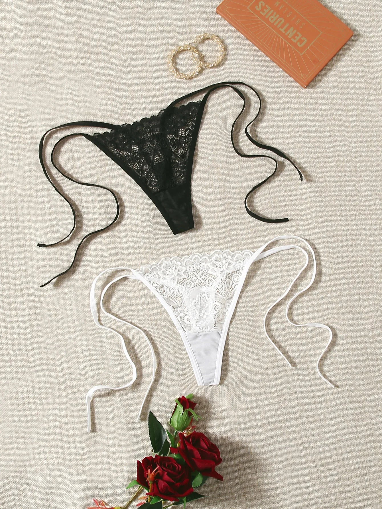 Lot de 2 Strings Femme Taille Basse en Dentelle – Sexy & Confortables | Lingerie C847