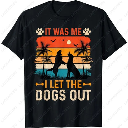 C'est moi qui ai laissé sortir les chiens" – T-shirt humoristique unisexe, vintage, manches courtes, coton, cadeau homme/femme
