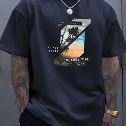 Men's summer 100 cotton fashionable casual loose solid color multi-color optional sports round neck short sleeved T-shirt top
