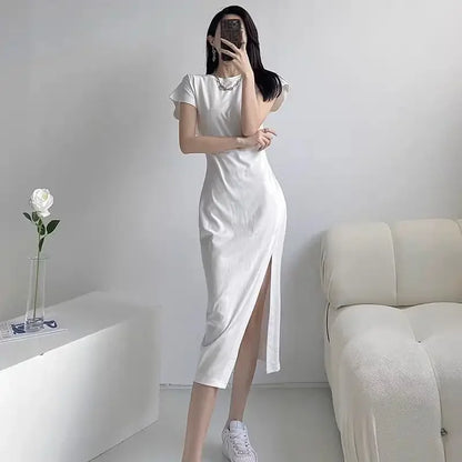 Robes blanches pour femmes 2024 – Robes midi féminines, nouveautés chic et élégantes, jolies, pas chères, tenues décontractées Y2K style Harajuku en coton