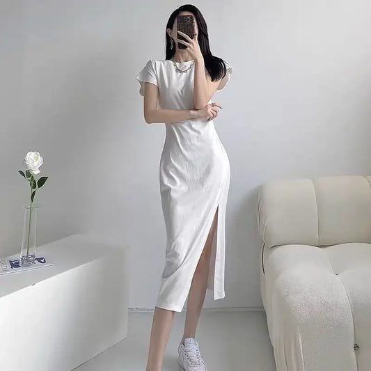 Robes blanches pour femmes 2024 – Robes midi féminines, nouveautés chic et élégantes, jolies, pas chères, tenues décontractées Y2K style Harajuku en coton