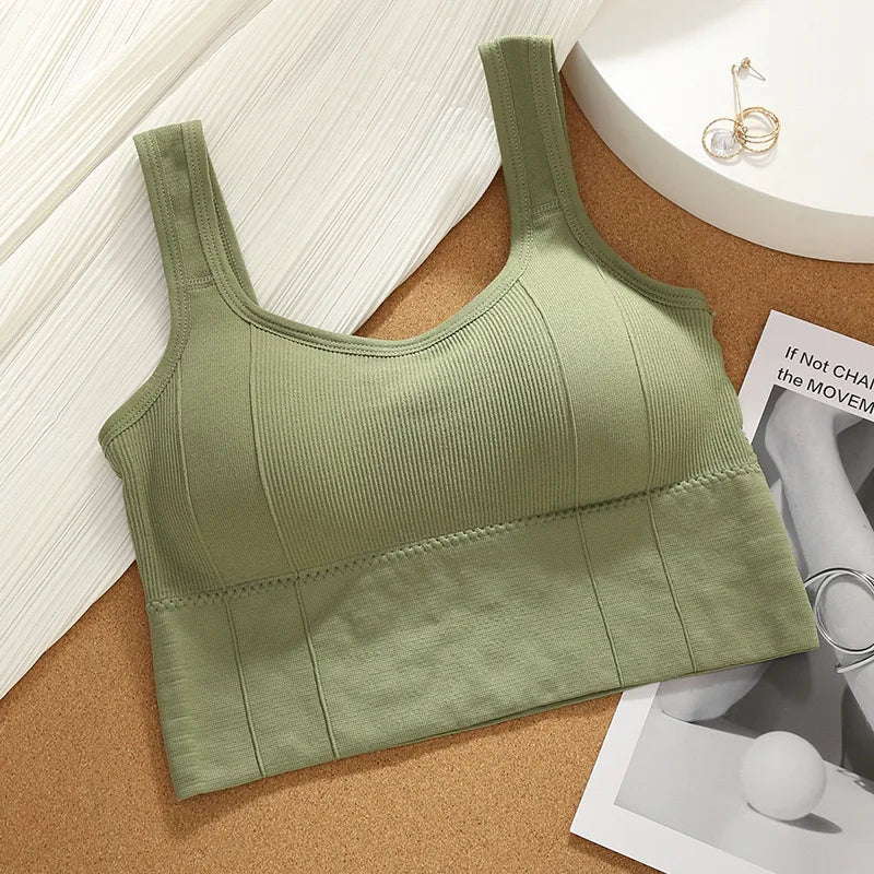 Soutien-gorge de sport respirant anti-transpiration – Brassière fitness sans couture – Yoga – Anti-choc – Push-up – Crop top pour entraînement