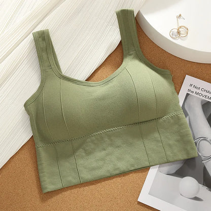 Soutien-gorge de sport respirant anti-transpiration – Brassière fitness sans couture – Yoga – Anti-choc – Push-up – Crop top pour entraînement