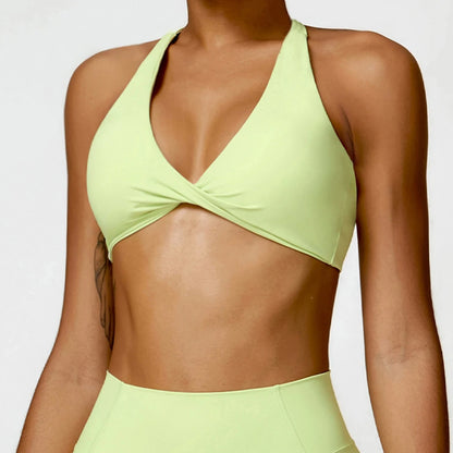 Soutien-gorge de sport femme – Sexy avec joli dos, maintien push-up pour gym, course et yoga | Respirant, forme triangle enveloppante