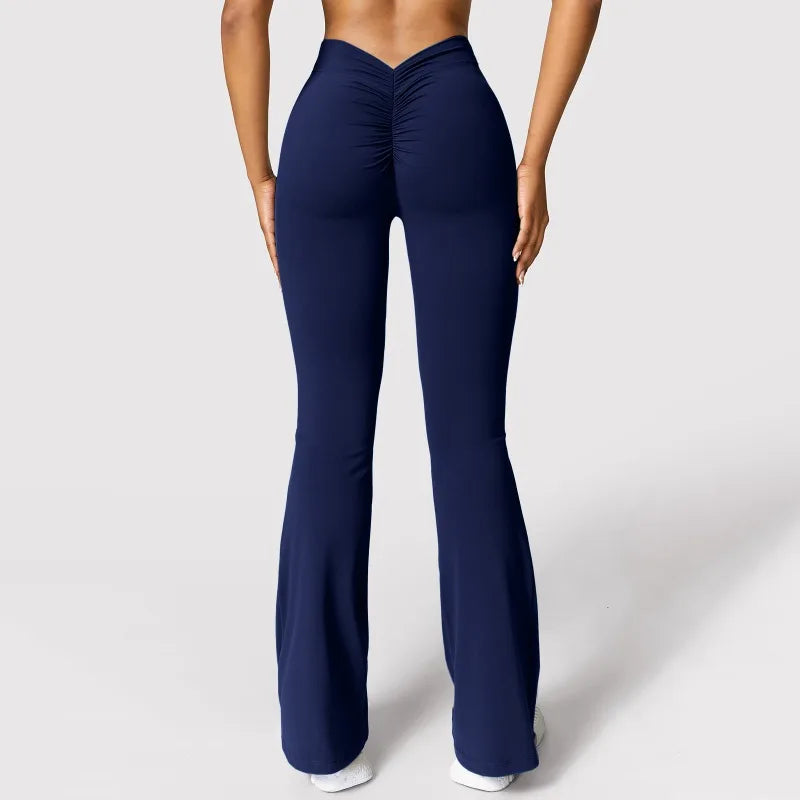 Leggings Femme Fashion Micro Horn – Taille V-Dos, Taille Haute, Effet Push-Up Fessier, Pantalon de Sport Slim & Décontracté