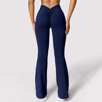 Leggings Femme Fashion Micro Horn – Taille V-Dos, Taille Haute, Effet Push-Up Fessier, Pantalon de Sport Slim & Décontracté