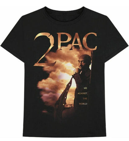 T-shirt Hip Hop Tupac-2pac Prière du doigt du milieu contre le monde d’été Nouveau T-shirt de mode rétro pour hommes et femmes