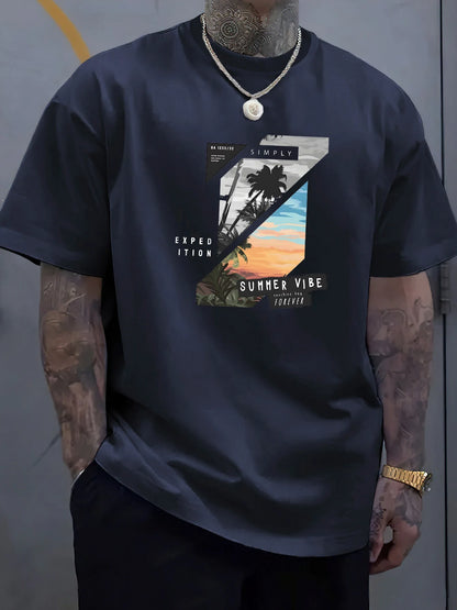 Men's summer 100 cotton fashionable casual loose solid color multi-color optional sports round neck short sleeved T-shirt top