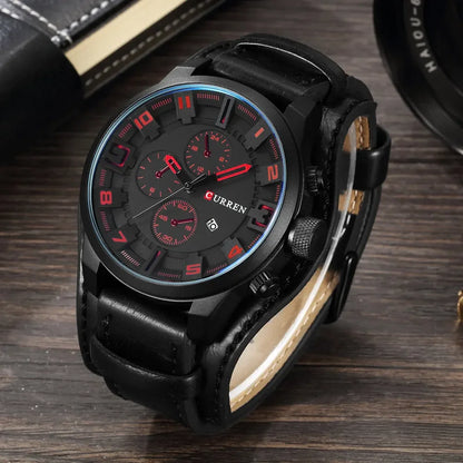 Montre homme CURREN 8225 – Élégance business & style militaire – Bracelet cuir, date, quartz – Cadeau parfait et marque de luxe abordable