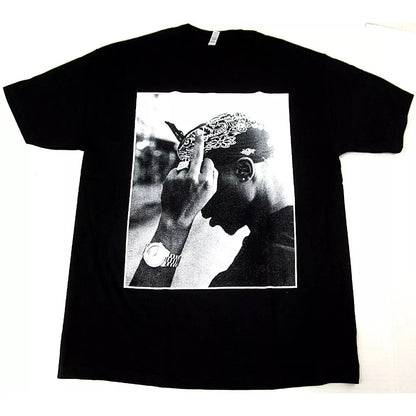 T-shirt unisexe en pur coton, hommage au célèbre rappeur américain 2Pac, style hip-hop.