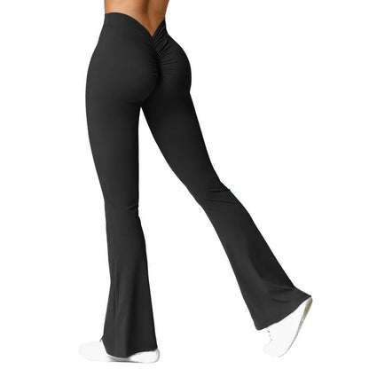 Leggings Femme Fashion Micro Horn – Taille V-Dos, Taille Haute, Effet Push-Up Fessier, Pantalon de Sport Slim & Décontracté
