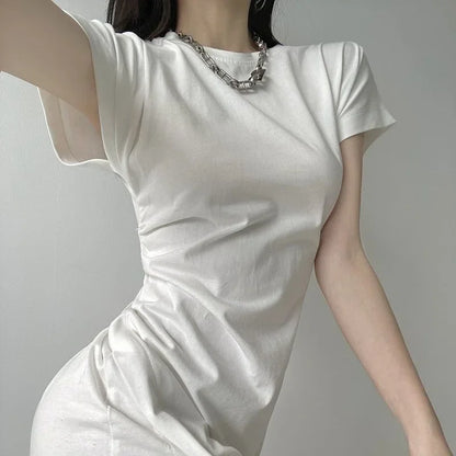 Robes blanches pour femmes 2024 – Robes midi féminines, nouveautés chic et élégantes, jolies, pas chères, tenues décontractées Y2K style Harajuku en coton