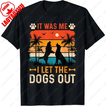 C'est moi qui ai laissé sortir les chiens" – T-shirt humoristique unisexe, vintage, manches courtes, coton, cadeau homme/femme