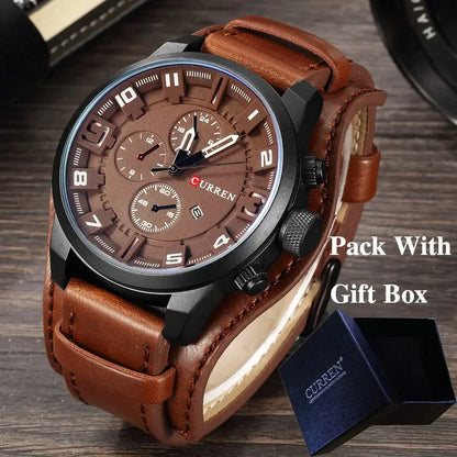 Montre homme CURREN 8225 – Élégance business & style militaire – Bracelet cuir, date, quartz – Cadeau parfait et marque de luxe abordable