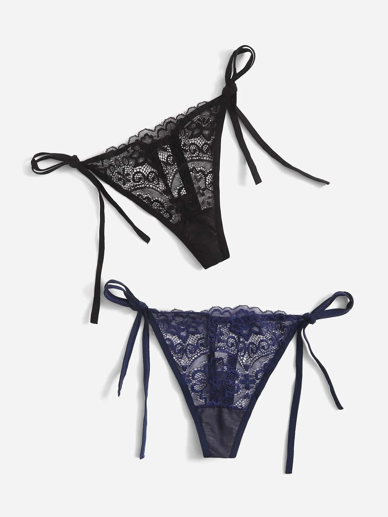 Lot de 2 Strings Femme Taille Basse en Dentelle – Sexy & Confortables | Lingerie C847