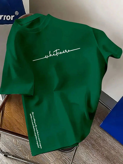 Men's summer 100 cotton fashionable casual sports loose plus size simple letter printed round neck short sleeved T-shirt top