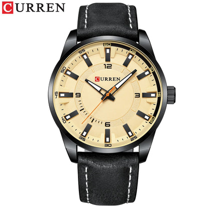 Montre homme CURREN 8225 – Élégance business & style militaire – Bracelet cuir, date, quartz – Cadeau parfait et marque de luxe abordable