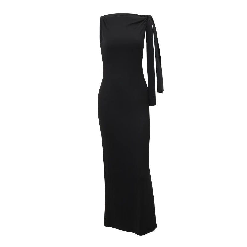 WhereMery Robe d'été sexy femme – Sans manches, col rond, coupe slim, longue, pour soirée et club