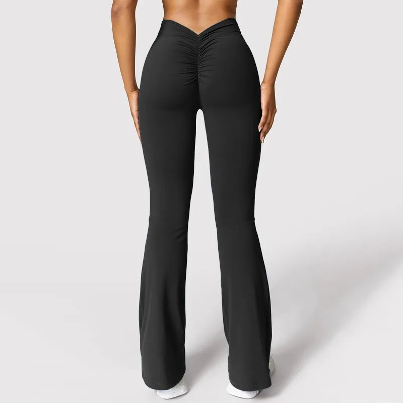 Leggings Femme Fashion Micro Horn – Taille V-Dos, Taille Haute, Effet Push-Up Fessier, Pantalon de Sport Slim & Décontracté