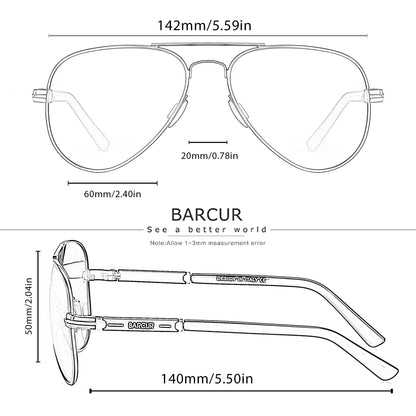 Lunettes de Soleil BARCUR Polarisées pour Homme – Style Pilote