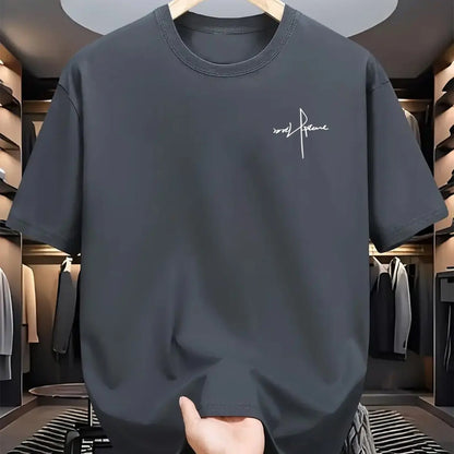 Men's summer 100 cotton fashionable casual sports loose plus size personalized letter printed round neck short sleeved T-shirt