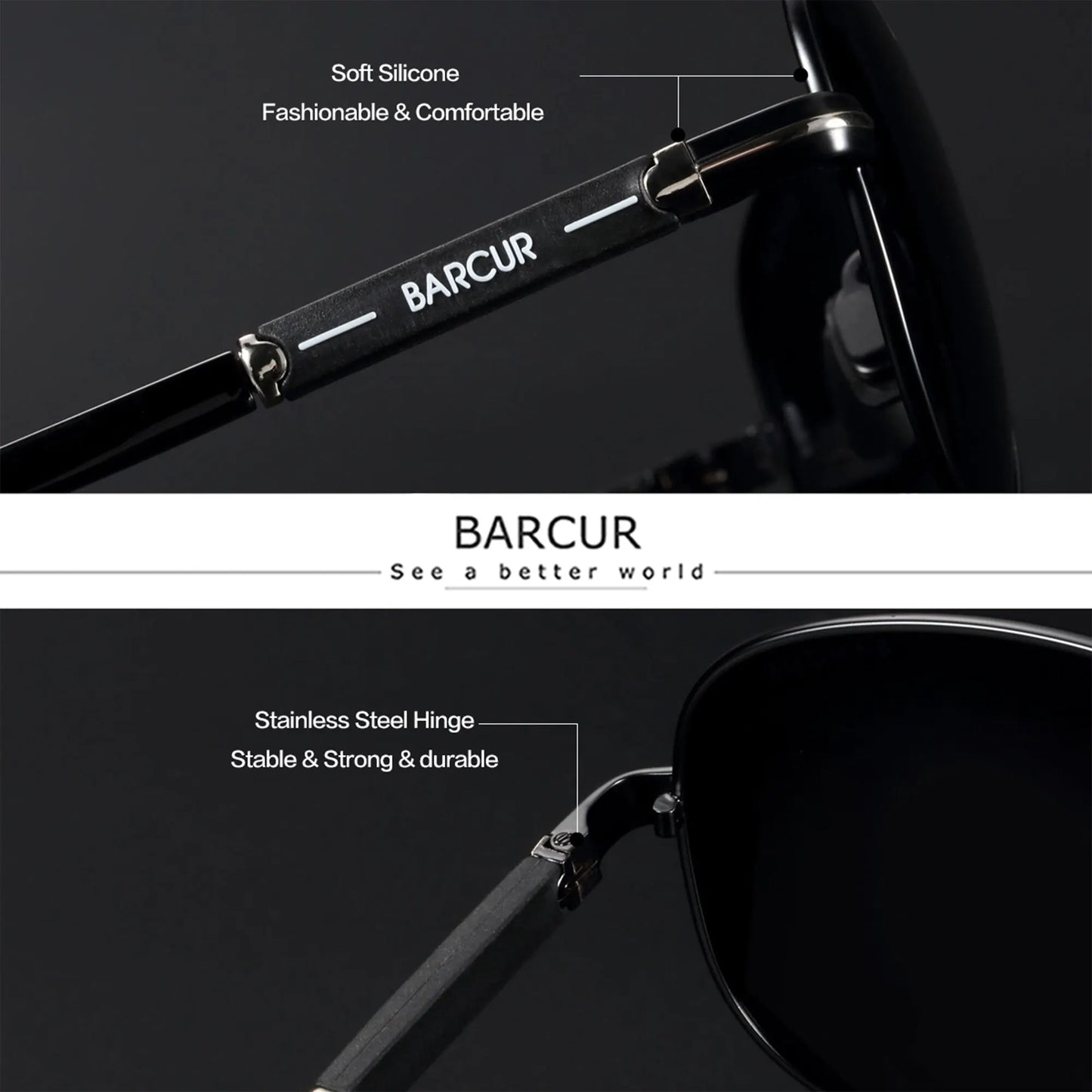 Lunettes de Soleil BARCUR Polarisées pour Homme – Style Pilote