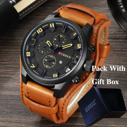 Montre homme CURREN 8225 – Élégance business & style militaire – Bracelet cuir, date, quartz – Cadeau parfait et marque de luxe abordable