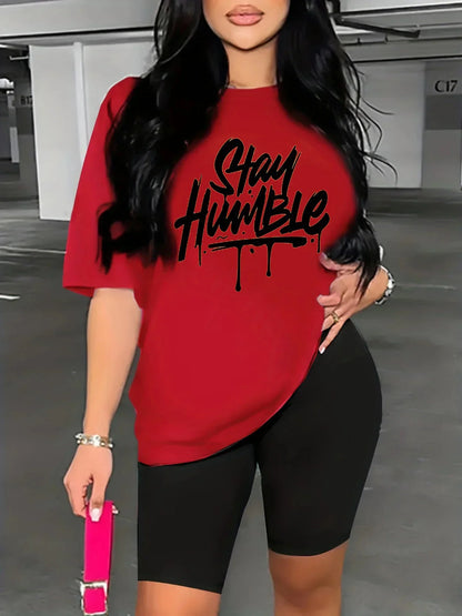 T-shirt Femme Été – Imprimé Lettre, Coupe Décontractée, Style Années 90 👕