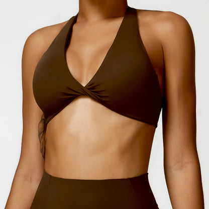 Soutien-gorge de sport femme – Sexy avec joli dos, maintien push-up pour gym, course et yoga | Respirant, forme triangle enveloppante