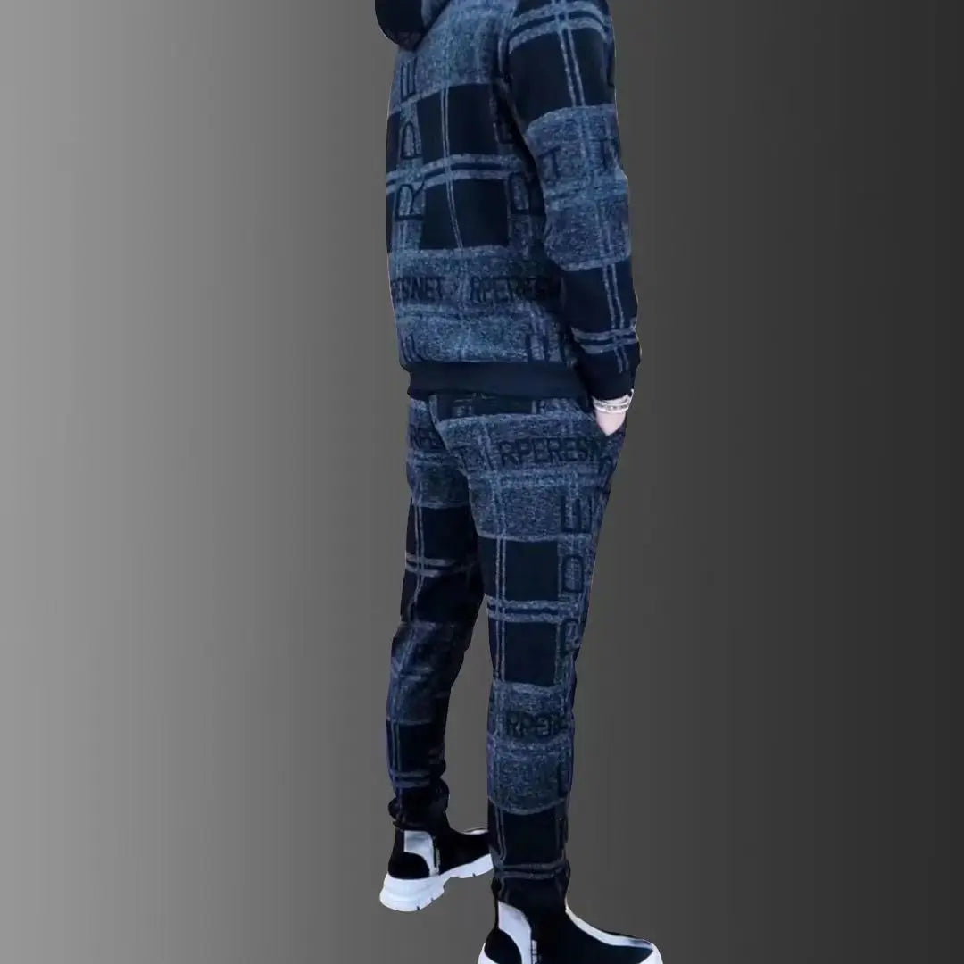 Mens Zipper Hoodie Tracksuit Set Luxury Logo Printed Jacket+Sweatpants Male Lapel Jacket Suit 2Pcs Outdoor Athletic Sets