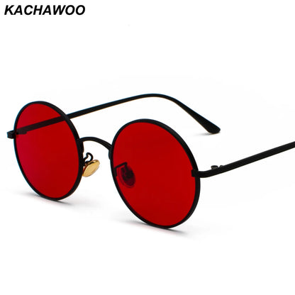 Lunettes de Soleil Rétro Kachawoo – Verres Rouges & Monture Métal Ronde (Unisexe)