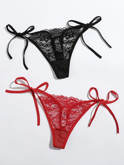 Lot de 2 Strings Femme Taille Basse en Dentelle – Sexy & Confortables | Lingerie C847