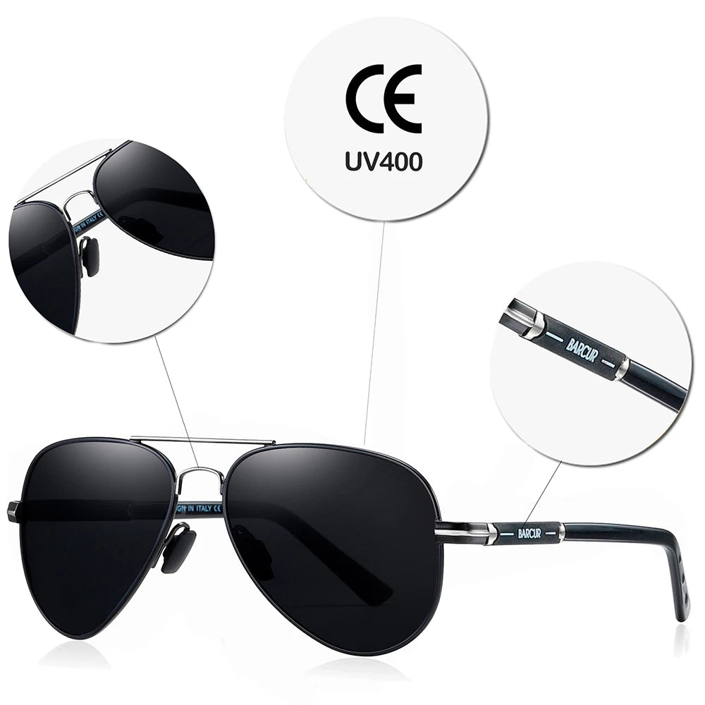 Lunettes de Soleil BARCUR Polarisées pour Homme – Style Pilote