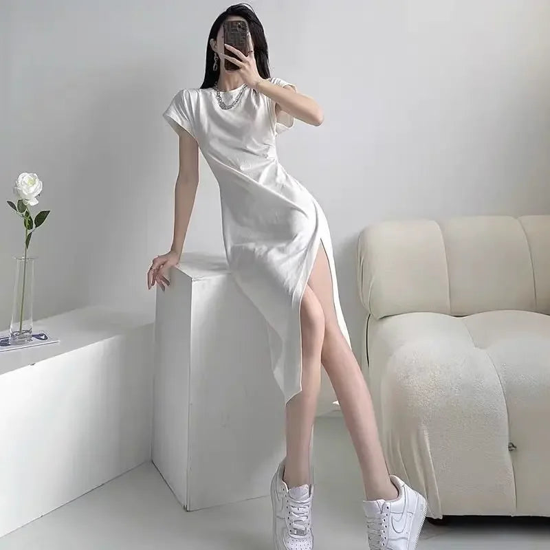 Robes blanches pour femmes 2024 – Robes midi féminines, nouveautés chic et élégantes, jolies, pas chères, tenues décontractées Y2K style Harajuku en coton