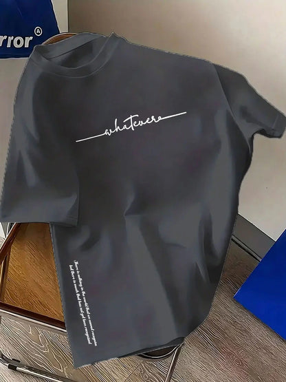 Men's summer 100 cotton fashionable casual sports loose plus size simple letter printed round neck short sleeved T-shirt top