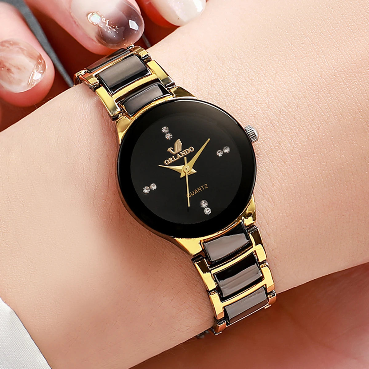 Montre Femme Élégante – Quartz avec Bracelet en Acier Inoxydable & Strass