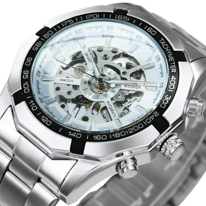 Montre automatique squelette pour homme – Mécanisme apparent – Design vintage doré – Montre de luxe pour homme – Marque haut de gamme