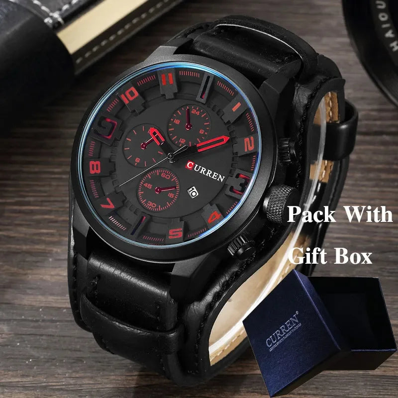 Montre homme CURREN 8225 – Élégance business & style militaire – Bracelet cuir, date, quartz – Cadeau parfait et marque de luxe abordable