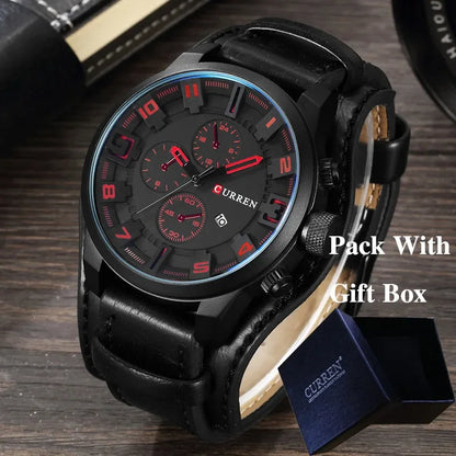 Montre homme CURREN 8225 – Élégance business & style militaire – Bracelet cuir, date, quartz – Cadeau parfait et marque de luxe abordable