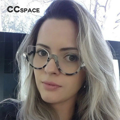 Monture de lunettes œil de chat pour femme – Styles tendance – Demi-monture design – Lunettes de mode pour ordinateur