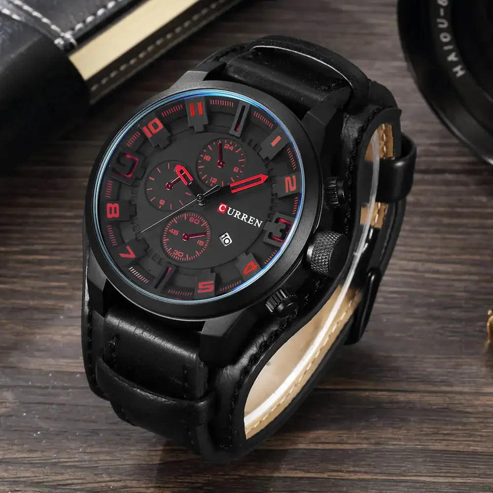 Montre homme CURREN 8225 – Élégance business & style militaire – Bracelet cuir, date, quartz – Cadeau parfait et marque de luxe abordable
