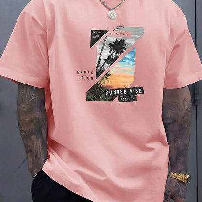 Men's summer 100 cotton fashionable casual loose solid color multi-color optional sports round neck short sleeved T-shirt top