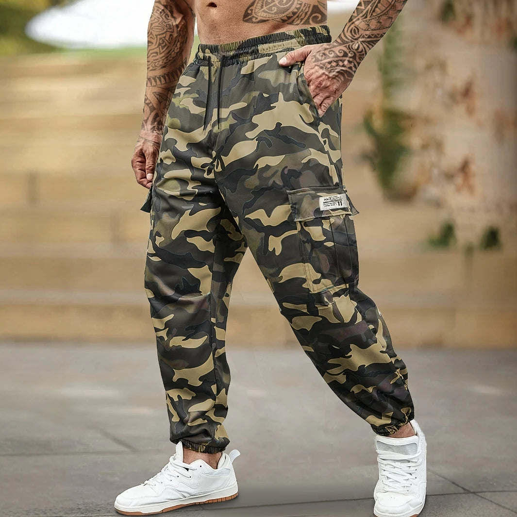 [Pantalon Cargo Camouflage Tendance] Pantalon cargo automne homme, coupe régulière décontractée, avec poches – Idéal pour les activités en plein air