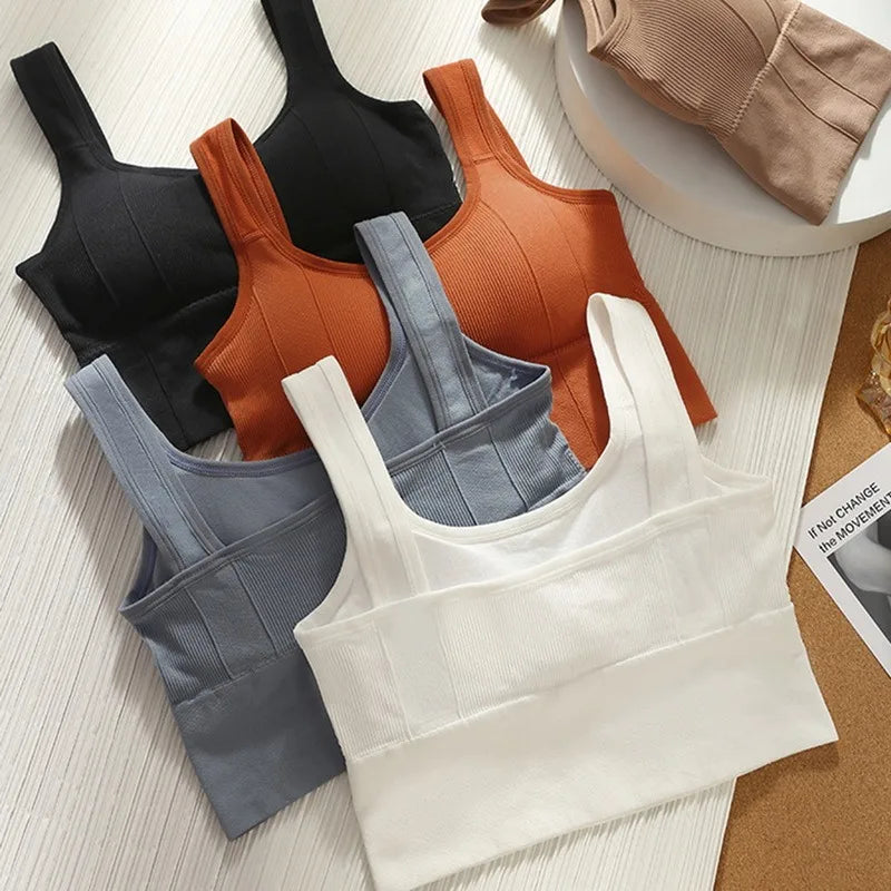 Soutien-gorge de sport respirant anti-transpiration – Brassière fitness sans couture – Yoga – Anti-choc – Push-up – Crop top pour entraînement